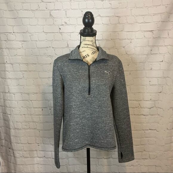 Puma grey textured 1/2 zip pullover athletic jacket size large - Picture 1 of 11